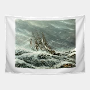 SQUARE RIGGER IN A STORM Tapestry