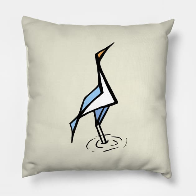 Abstract Bird Drawing Pillow by Caving Designs