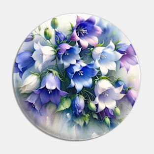 Vibrant Bellflowers  Decor - Watercolor Flower Pin