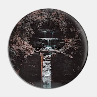 Grunge City Waterfall Photo V2 Pin