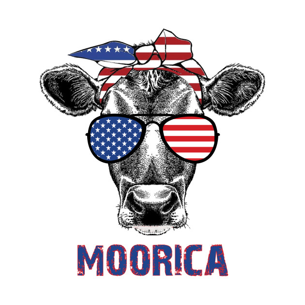 Disover Patriotic Cow with Bandana, Womens US Cow - Womens Us Cow - T-Shirt