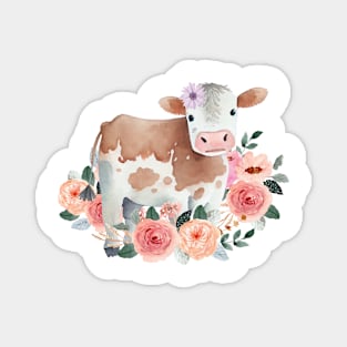 Floral Hereford Cow Magnet