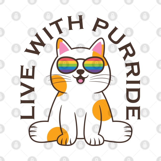 Cute Cat Live With Purride Pride Flag Glasses by JaiStore