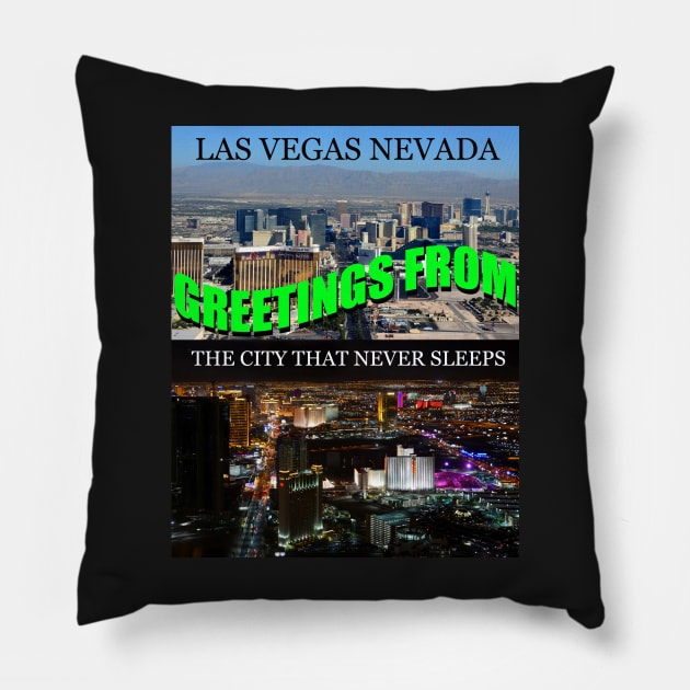 Las Vegas greeting card A Pillow by dltphoto