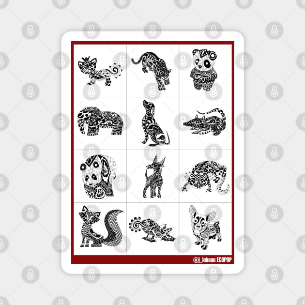 animal pet society print pattern ecopop Magnet by jorge_lebeau