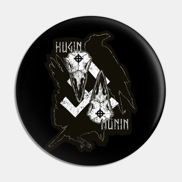 Hugin and Munin, Odin’s ravens - huginn, muninn, raven, skull, rune, night, dark sticker, death, goth Pin by SSINAMOON COVEN