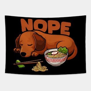 Nope Lazy Dachshund With Ramen Tapestry