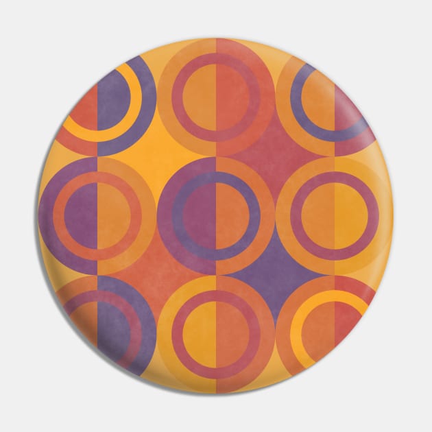 Geometric Shapes Purple Orange Circles Pin by FAROSSTUDIO