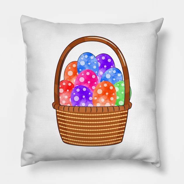 Colorful Easter Eggs Basket Pillow by lunamoonart