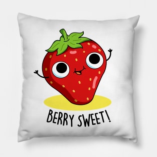 Berry Sweet Cute Strawberry Pun. Pillow