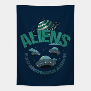 Aliens Extraterestrial Attack Tapestry