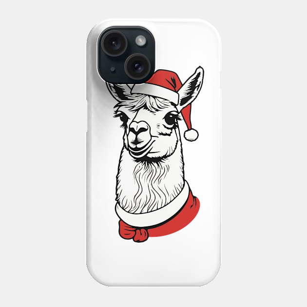 Christmas Llama with Santa Hat Phone Case by Luvleigh