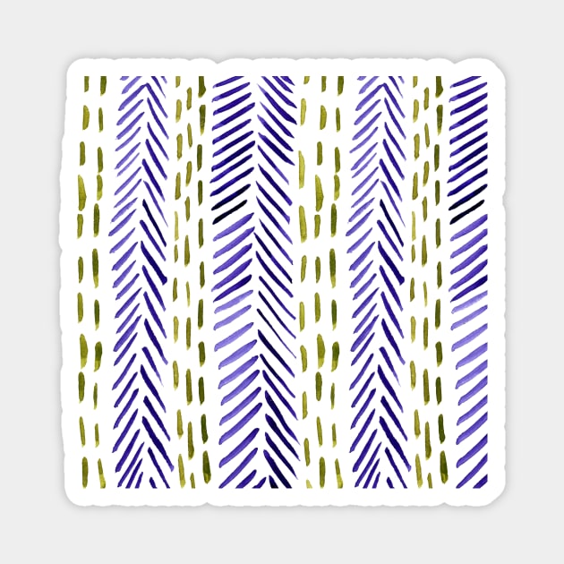 Abstract herringbone pattern - green and purple Magnet by wackapacka