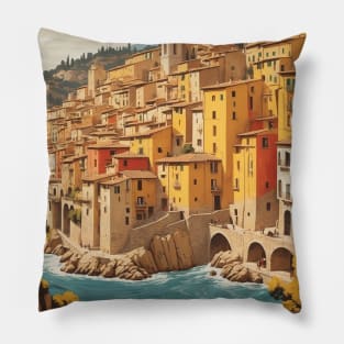 Girona Spain Travel Tourism Retro Vintage Pillow