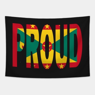 Grenada Flag in The Words PROUD - Grenadian - Soca Mode Tapestry