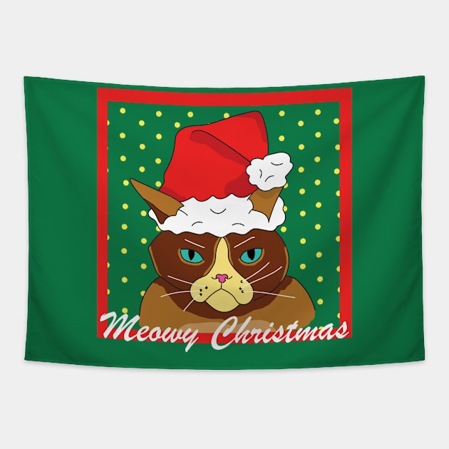 Meowy Christmas Tapestry by deadlydelicatedesigns