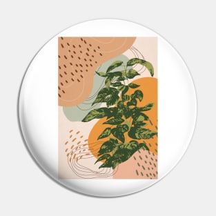 Mid Century Modern, Abstract Philodendron Illustration, Bohemian Art Pin