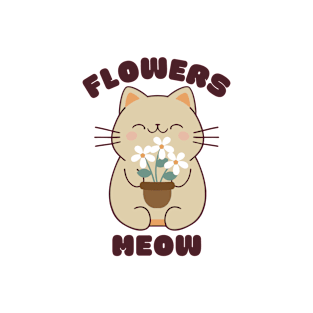 Kawaii cat and flowers, meow! T-Shirt