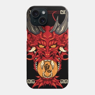 Japanese Demon Art Mask Devil Oni Kanji T-Shirt Phone Case