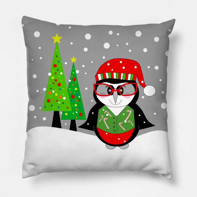 FESTIVE Christmas Penguin. Pillow by SartorisArt1