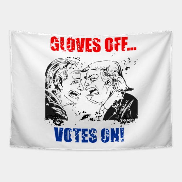 trump biden gloves off votes on redblue heavy grunge version Tshirt and Novelty gift Tapestry by SidneyTees