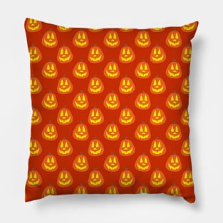 Happy Jack O Lantern Orange Pattern Pillow