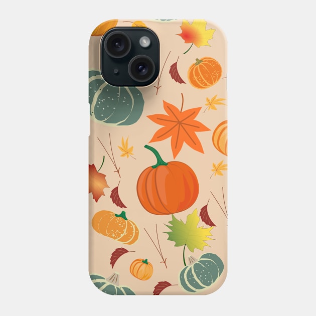 Autumn Falling Leaves Pumpkin Phone Case by Gtrx20