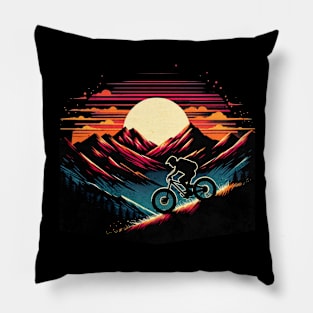 Mountain Bike Vintage Summer Design Pillow