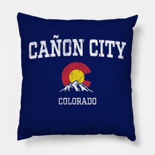 Canon City Colorado CO Vintage Athletic Mountains Pillow