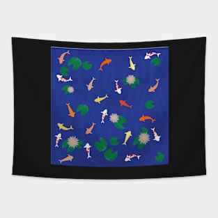 Koi Fish in a Pond Tapestry