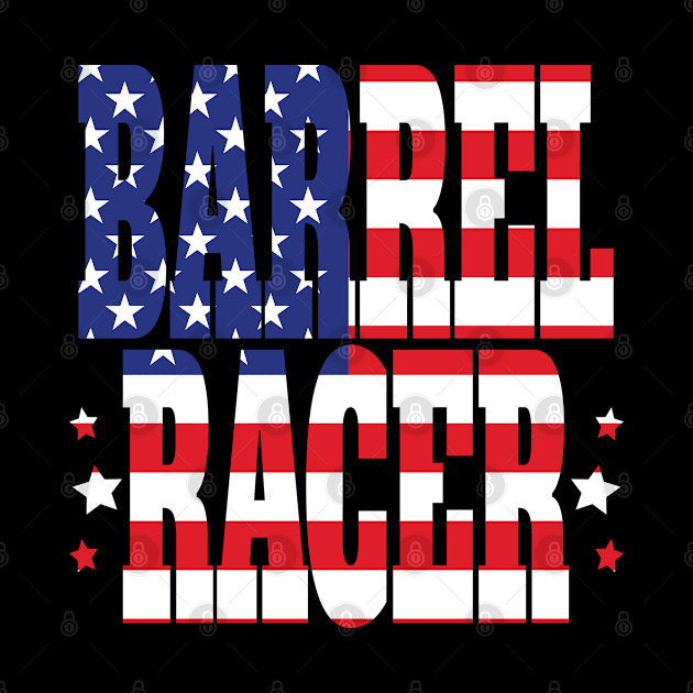 Barrel Racing - American Flag Barrel Racer by Kudostees