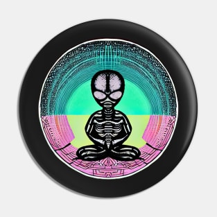 Psychic Alien Skeleton Meditating Universal Pin