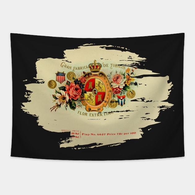 Vintage Cigar Box Label - 44 Tapestry by LisaLiza