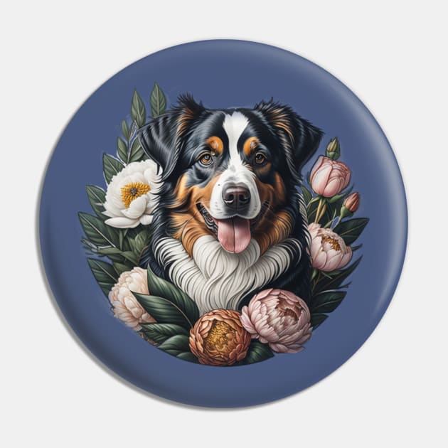 Tricolor Australian Shepherd Framed By Peonies Pin by Pet And Petal