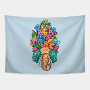 doodle monster character elephant Tapestry