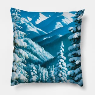 Snowy Hill in the Tundra - Alpine Scene Pillow