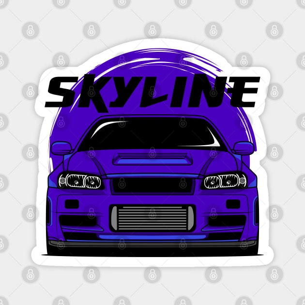 Midnight Purple Skyline R34 Magnet by GoldenTuners