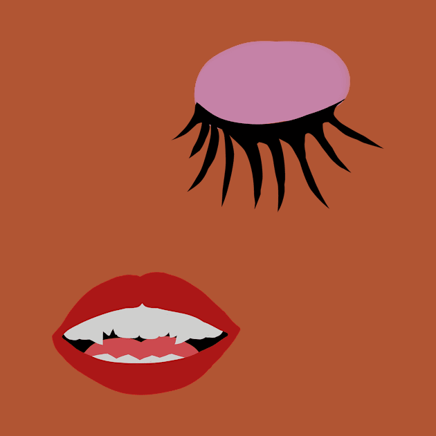 woman lips, vampire teeth and eyelashes by Super-TS