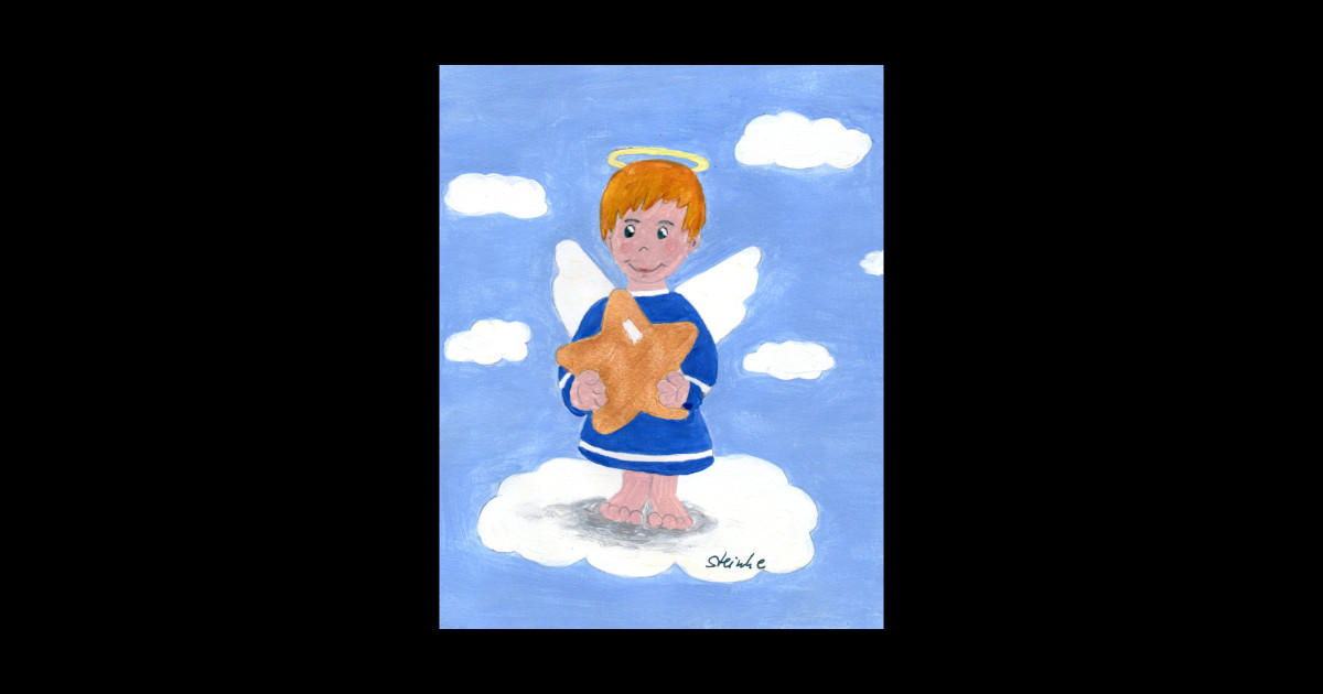 Little blond angel boy with star - Angel - Sticker | TeePublic