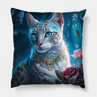 Enchanted Silver Bengal Cat Pillow