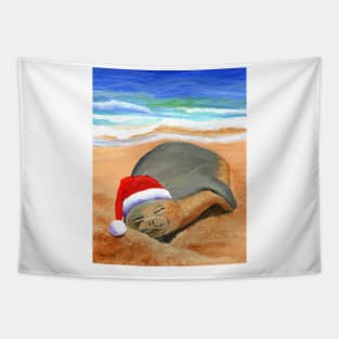 Mele Kalikimaka Hawaiian Monk Seal Tapestry