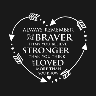 Always Remember You Are Braver Than You Believe Stronger Than You Seem Smarter Than You Think T-Shirt