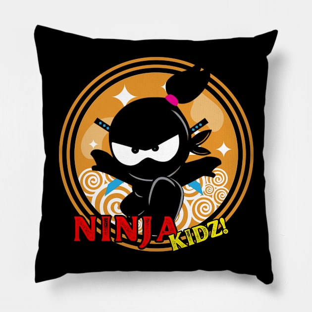 ninja kidz pink Pillow by menarikjanda