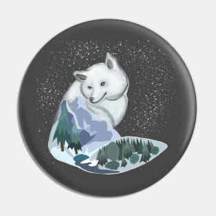 Arctic fox Pin