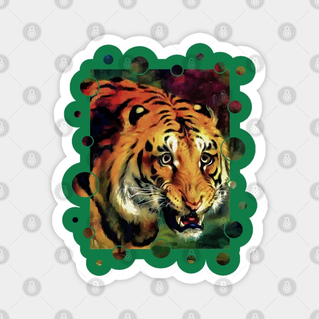 Bengal Tiger Vector With Circle Edge Cut Out Magnet by taiche