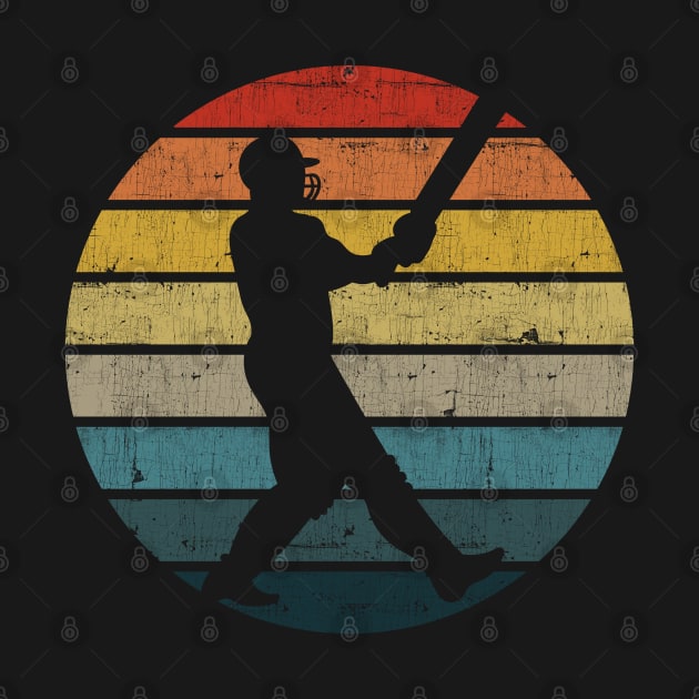 Cricket Player Silhouette On A Distressed Retro Sunset product by theodoros20