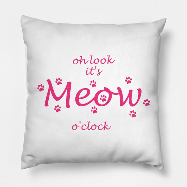 oh look its meow o clock Pillow by shimodesign