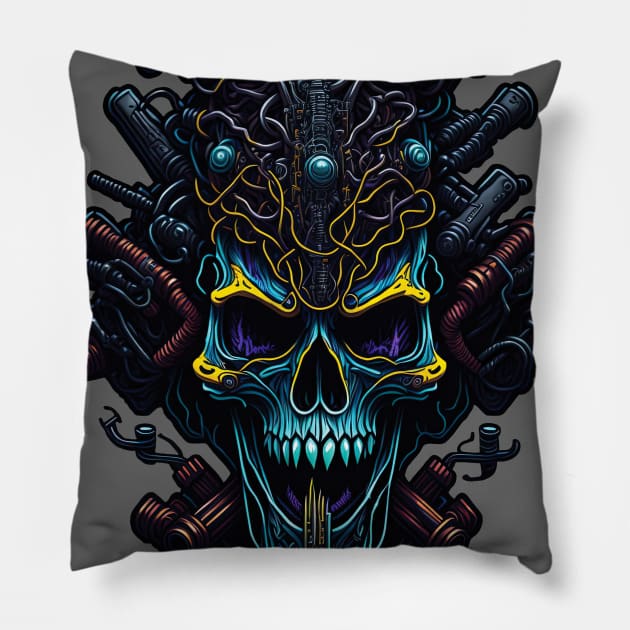 Cyborg Heads S02 D54 Pillow by Houerd