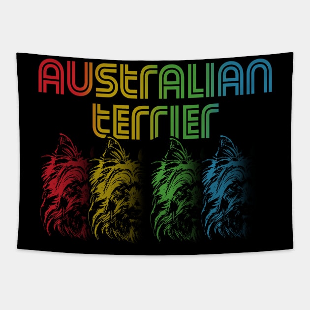 Cool Retro Groovy Australian Terrier Dog Tapestry by Madfido