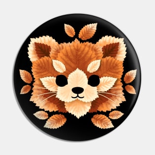 Red panda of leaves Pin